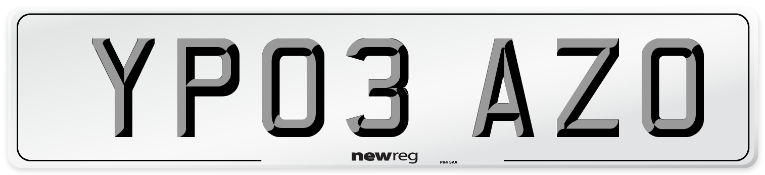 YP03 AZO Number Plate from New Reg